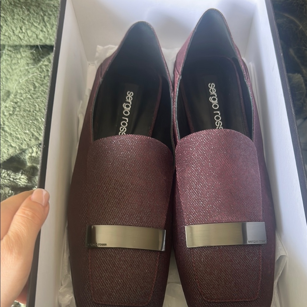 Burgundy Loafers with Black Accent